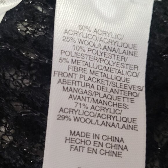 Jones New York Wool Blend Dressy Black Open Cardigan Size Small EUC - Picture 9 of 9